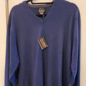 Jos A. Bank Navy 100% Merino V-Neck Sweater
